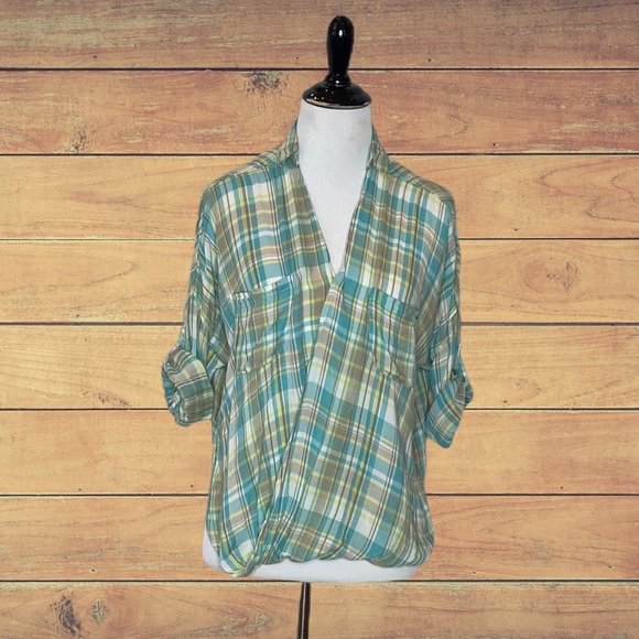 Anthropologie Holding Horses Plaid Wrap Top Size 0 - Picture 7 of 11